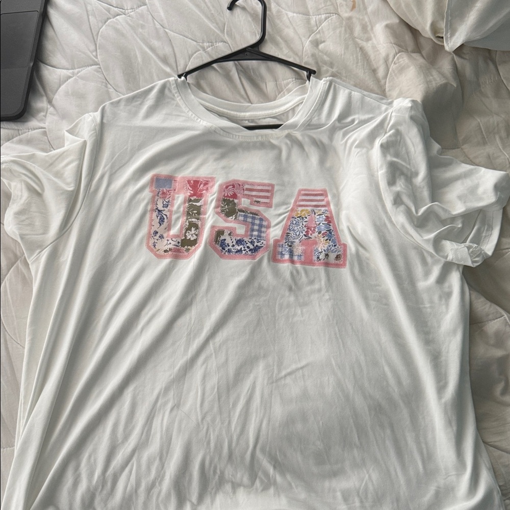 White Shirt with USA Print
